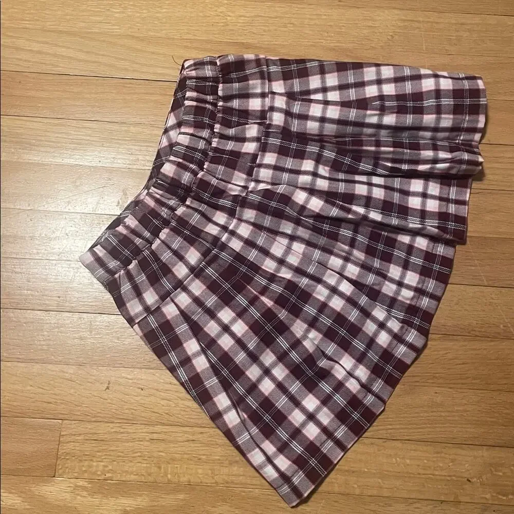 Justice pink Plaid Mini Skirt skort medium